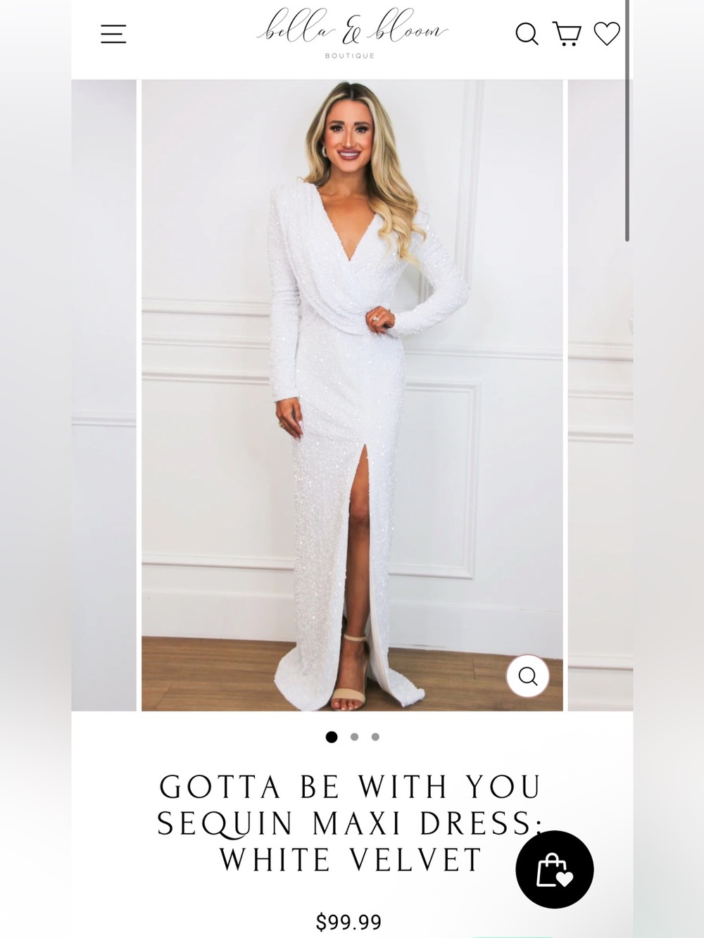 Bella & Bloom - White Sequin Maxi Dress - Wedding Dress